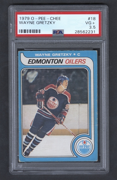 1979-80 O-Pee-Chee Hockey Card #18 HOFer Wayne Gretzky Rookie - Graded PSA 3.5