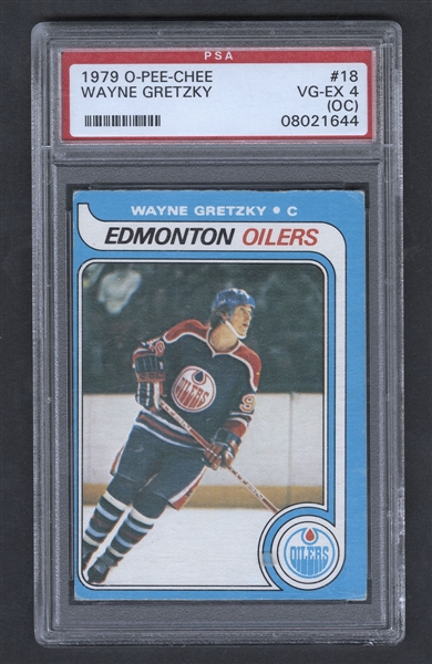 1979-80 O-Pee-Chee Hockey Card #18 HOFer Wayne Gretzky Rookie - Graded PSA 4 (OC)