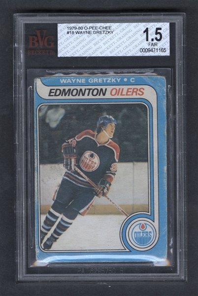 1979-80 O-Pee-Chee Hockey Card #18 HOFer Wayne Gretzky Rookie - Graded BVG 1.5
