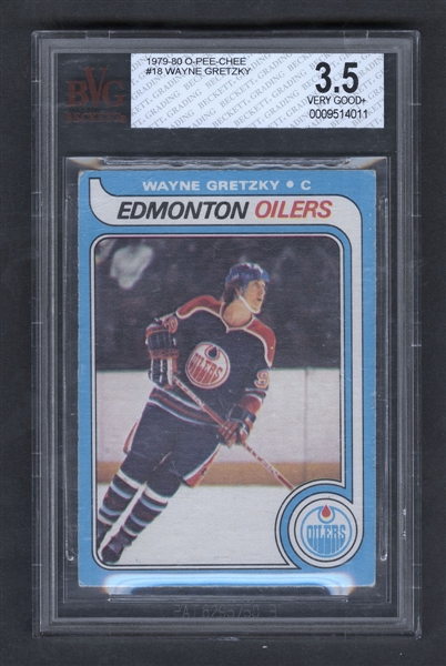 1979-80 O-Pee-Chee Hockey Card #18 HOFer Wayne Gretzky Rookie - Graded BVG 3.5