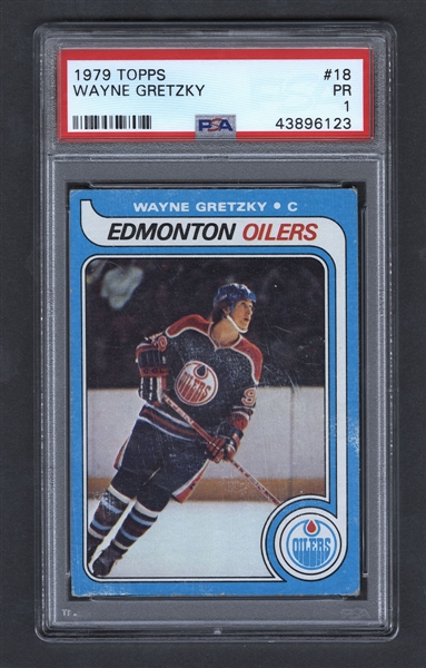 1979-80 Topps Hockey Card #18 HOFer Wayne Gretzky Rookie - Graded PSA 1