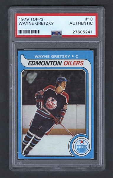 1979-80 Topps Hockey Card #18 HOFer Wayne Gretzky Rookie - Graded PSA Authentic