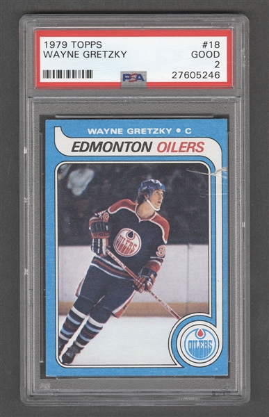 1979-80 Topps Hockey Card #18 HOFer Wayne Gretzky Rookie - Graded PSA 2
