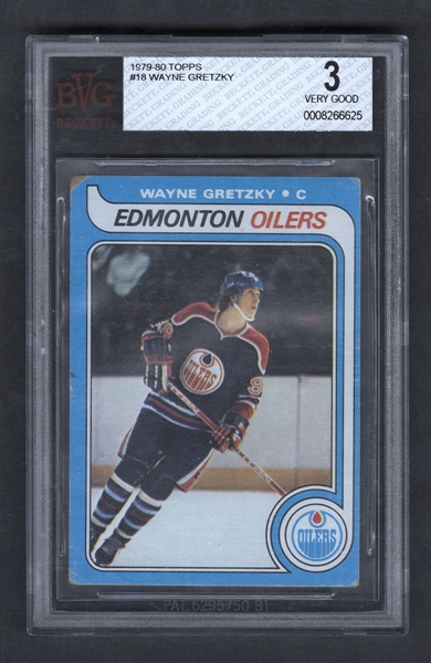 1979-80 Topps Hockey Card #18 HOFer Wayne Gretzky Rookie - Graded BVG 3