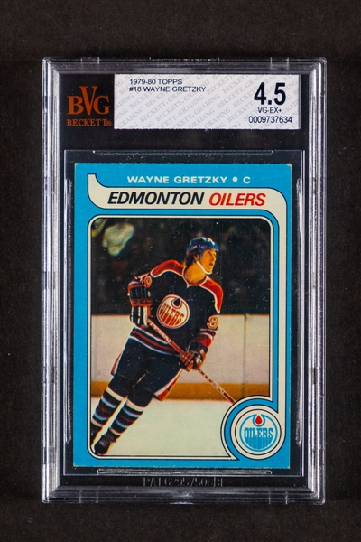 1979-80 Topps Hockey Card #18 HOFer Wayne Gretzky Rookie - Graded BVG 4.5