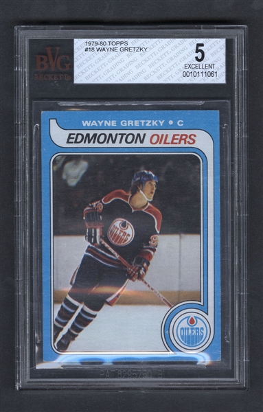 1979-80 Topps Hockey Card #18 HOFer Wayne Gretzky Rookie - Graded BVG 5