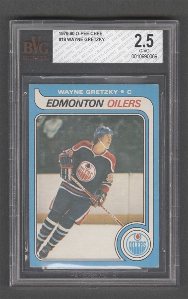 1979-80 O-Pee-Chee Hockey Card #18 HOFer Wayne Gretzky Rookie - Graded BVG 2.5
