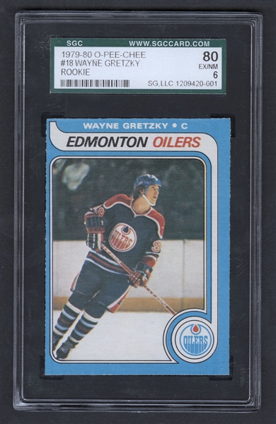 1979-80 O-Pee-Chee Hockey Card #18 HOFer Wayne Gretzky Rookie - Graded SGC 6