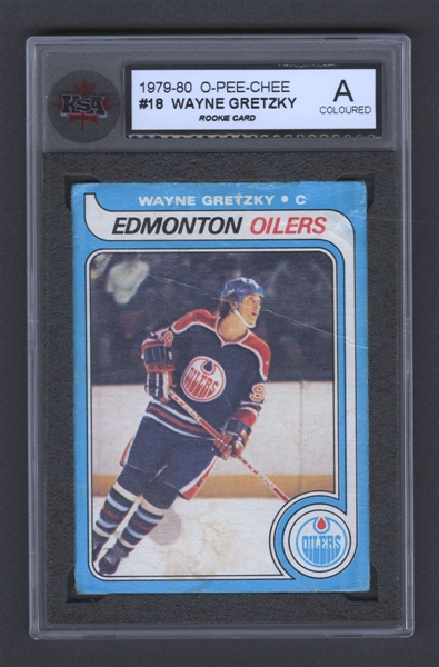 1979-80 O-Pee-Chee Hockey Card #18 HOFer Wayne Gretzky Rookie - Graded KSA Authentic