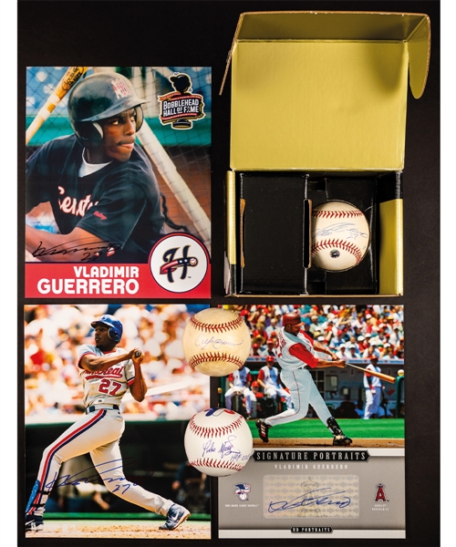 Montreal Expos Hall of Famers Autograph Collection (6 Pieces) Including Single-Signed Baseballs of Vladimir Guerrero, Pedro Martinez and Andre Dawson