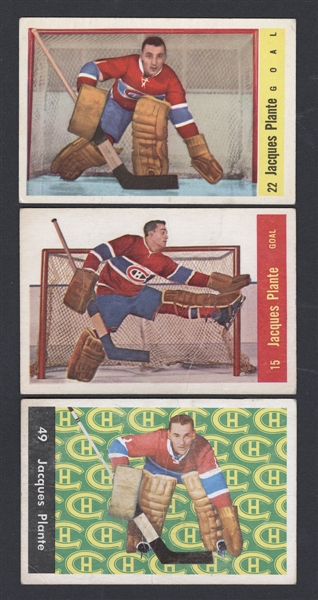 1955-56 to 1963-64 Parkhurst and Topps Jacques Plante Hockey Card Collection of 6