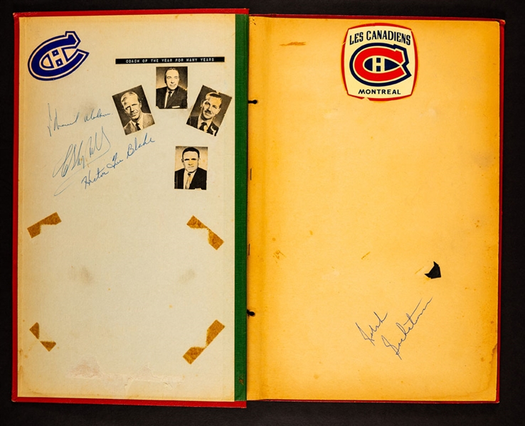 Montreal Canadiens Circa 1967-68 Scrapbook Signed by 19 including 6 Deceased Hall of Famers with Beliveau, Richard, Worsley, Blake, Molson and Campbell 