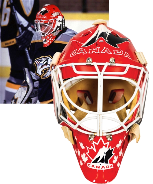 Dominic Roussel’s 1997-98 Canadian National Team Game-Worn Jerry Wright Itech Goalie Mask by Frank Cipra – Photo-Matched! 