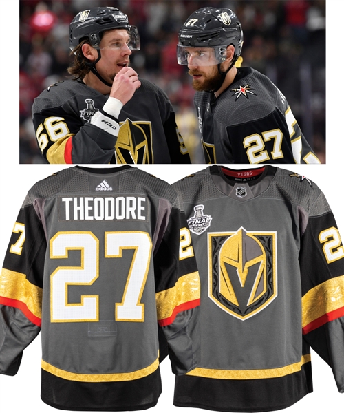 Shea Theodores 2017-18 Vegas Golden Knights Inaugural Season Game-Worn Stanley Cup Finals Jersey with Team LOA – Stanley Cup Finals Patch! – Photo-Matched! 