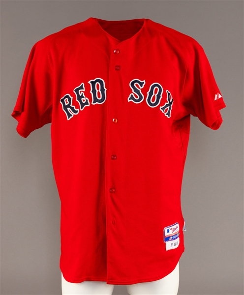 Manny Delcarmen’s 2009 Boston Red Sox Red Alternate Cool Base Jersey with Steiner LOA
