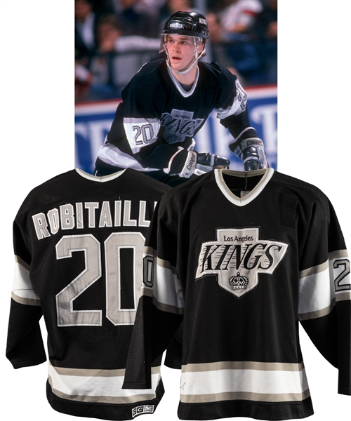 Luc Robitailles 1988-89 Los Angeles Kings Signed Game-Worn Jersey with His Signed LOA - Team Repairs!