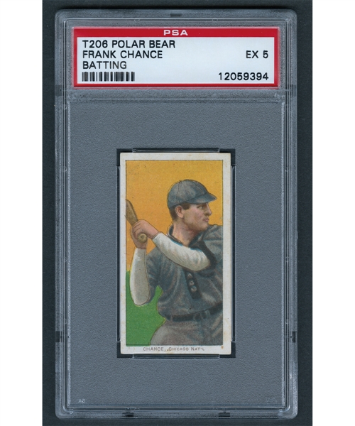 1909-11 T206 Baseball Card - HOFer Frank Chance (Batting - Polar Bear Back) - Graded PSA 5