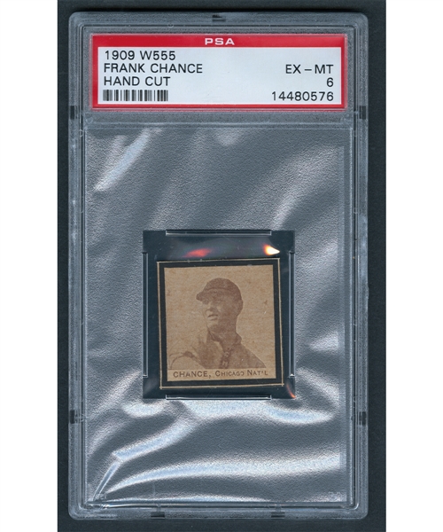 1909 W555 Baseball Card - HOFer Frank Chance (Hand Cut) - Graded PSA 6 - Highest Graded!