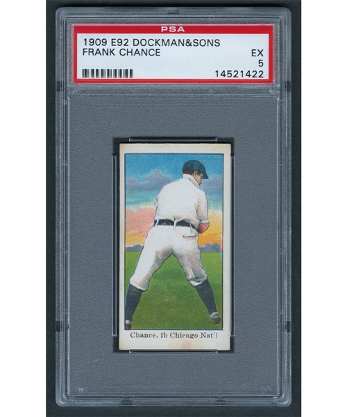 1909 E92 Dockman & Sons Baseball Card - HOFer Frank Chance - Graded PSA 5