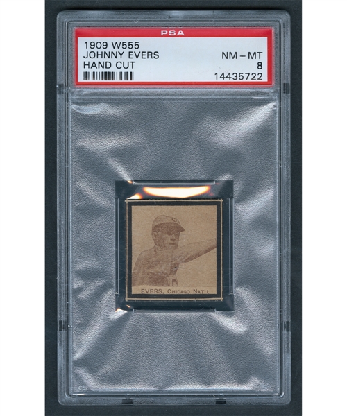 1909 W555 Baseball Card - HOFer Johnny Evers (Hand Cut) - Graded PSA 8 - Highest Graded!