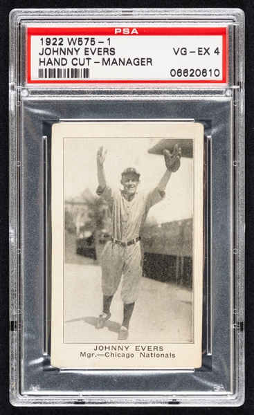 1922 W575-1 Baseball Card - HOFer Johnny Evers (Hand-Cut - Manager) - Graded PSA 4 - Highest Graded!