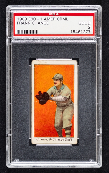 1909 E90-1 American Caramel Baseball Card - HOFer Frank Chance - Graded PSA 2