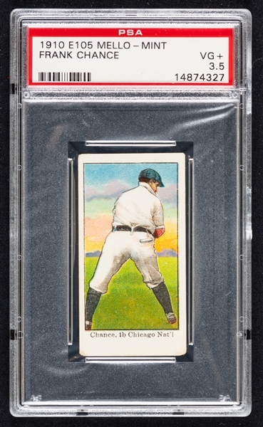 1910 E105 Mello-Mint Baseball Card - HOFer Frank Chance - Graded PSA 3.5 - Second Highest Graded!