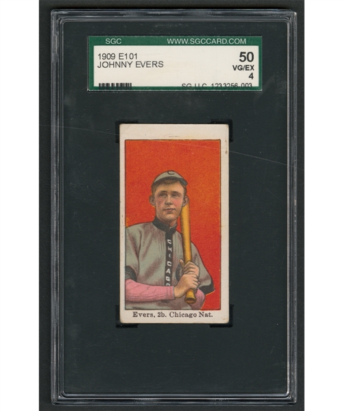1909 E101 Set of 50 Baseball Card - HOFer Johnny Evers - Graded SGC 4