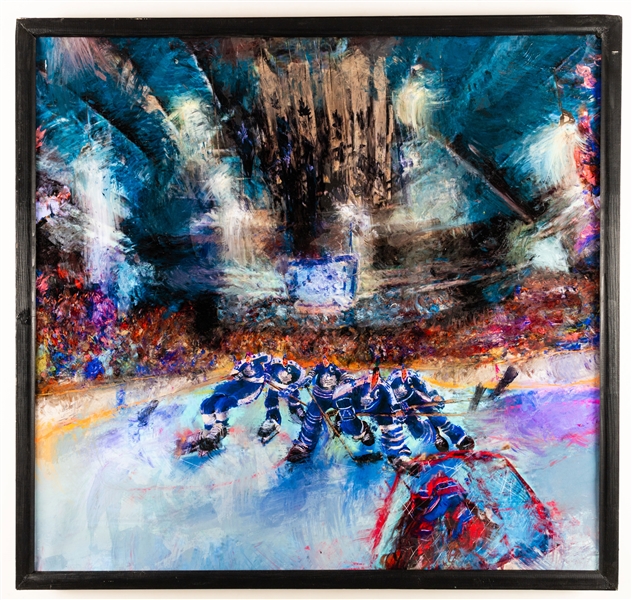 Toronto Maple Leafs Captains Framed Original Painting on Canvas by Renowned Artist Murray Henderson (35 ½” x 33 ¾”)