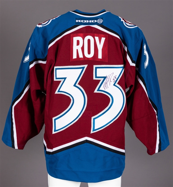 Patrick Roy Colorado Avalanche Signed Replica Jersey and Game Model Stick with LOA