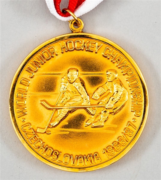 Team Canada 1987 World Junior Hockey Championship Gold Medal Commissioned by Harold Ballard - Punch-up in Piestany All-Out Brawl!