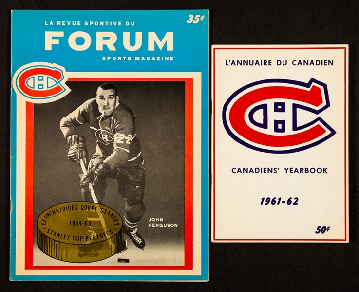 1965 Stanley Cup Final Game 5 Montreal Canadiens Program and 1961-62 Montreal Canadiens Yearbook