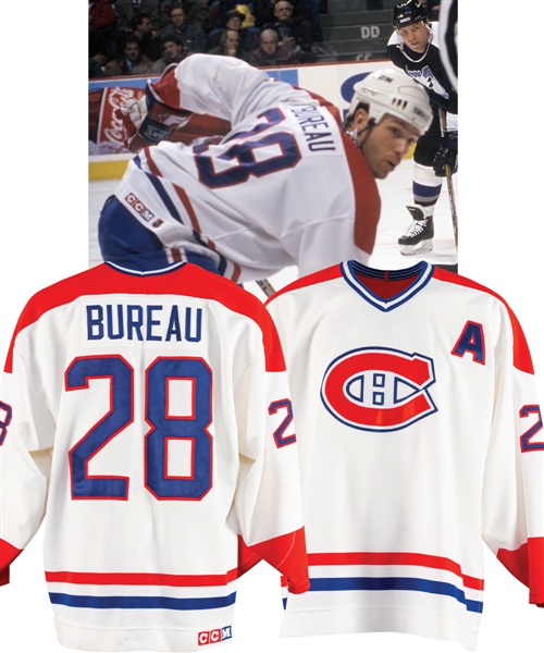 Marc Bureaus Mid-1990s Montreal Canadiens Game-Worn Alternate Captains Jersey Obtained from Team with LOA