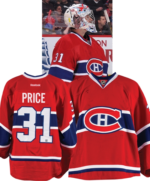 Carey Prices 2011-12 Montreal Canadiens Game-Worn Jersey - Team Repairs! - Photo-Matched!