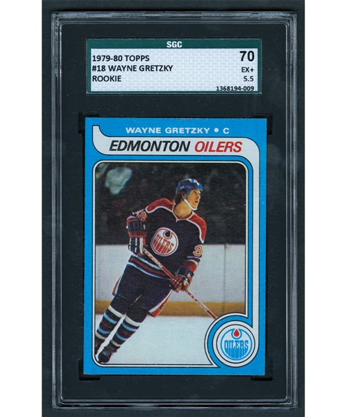 1979-80 Topps Hockey Card #18 HOFer Wayne Gretzky Rookie - Graded SGC 5.5
