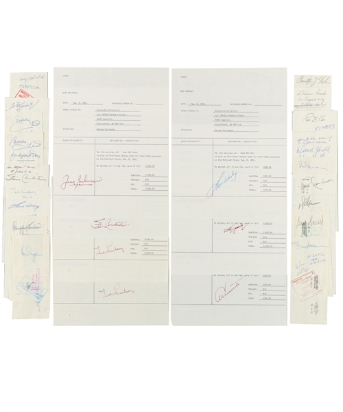 Hockey Oldtimer Games Signed HOFers/Stars Contracts (18) and Cheques (17) Plus Signed Books and More from George Springates Collection with Family LOA