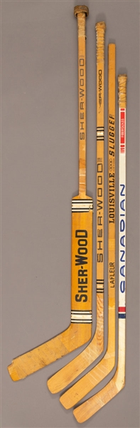 Montreal Canadiens 1970s Game-Used and Game-Issued Stick Collection of 4 including Guy Lafleur, Bunny Larocque and Mario Tremblay 