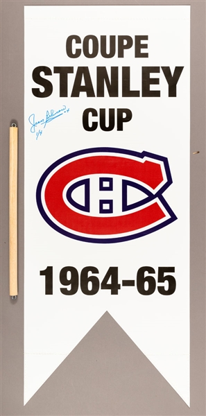 Jean Beliveau Signed 1964-65 Montreal Canadiens Stanley Cup Limited-Edition Banner #1/4 with LOA