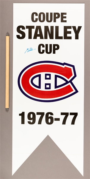Guy Lafleur Signed 1976-77 Montreal Canadiens Stanley Cup Banner with LOA