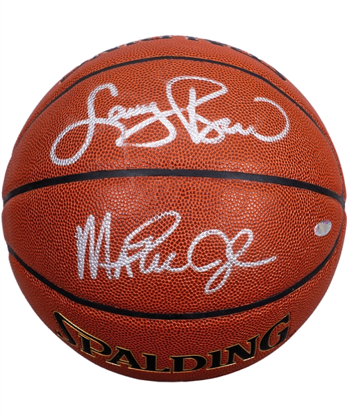 Larry Bird and Magic Johnson Dual-Signed Spalding NBA Basketball