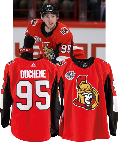 Matt Duchenes 2017-18 Ottawa Senators "Global Series Sweden 2017" Game-Worn Jersey with Team COA - Centennial Patch! - Global Series Patch!