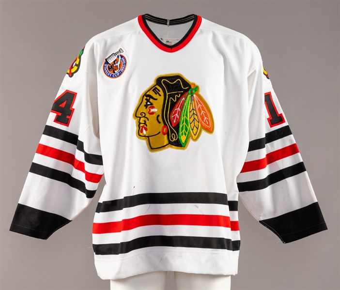 Greg Gilberts 1992-93 Chicago Black Hawks Game-Worn Jersey with Team LOA - Centennial Patch!