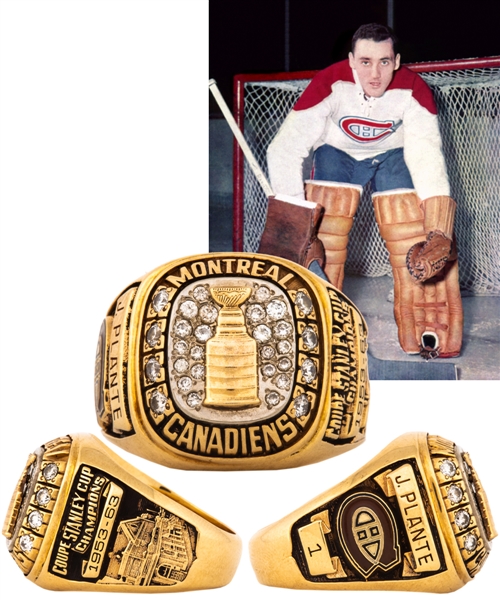Jacques Plante 1953-63 Montreal Canadiens 10K Gold and Diamond Career Tribute Ring