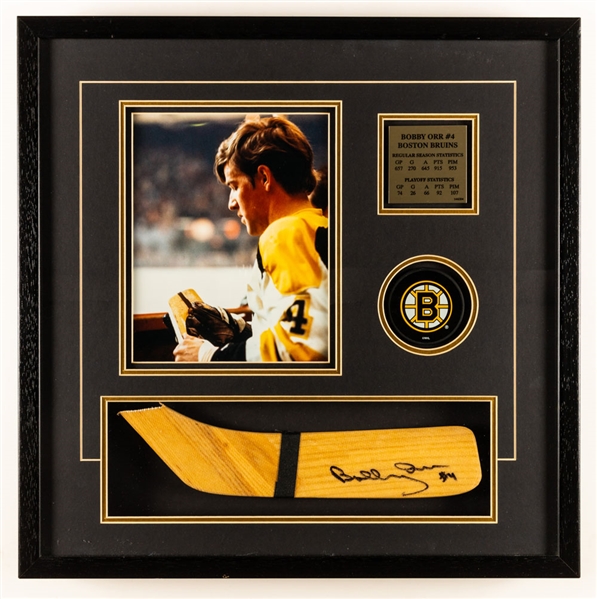 Bobby Orr Boston Bruins Signed Stick Blade Shadow Box Display with GNR COA (21" x 21")