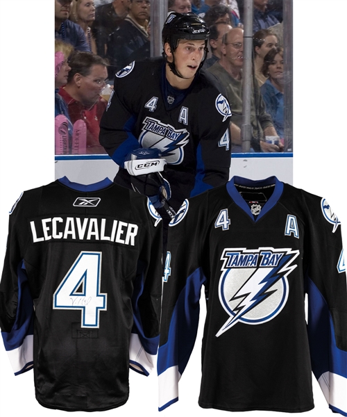 Vincent Lecavalier’s 2007-08 Tampa Bay Lightning Signed Game-Worn Alternate Captains Jersey with His Signed LOA - 40-Goal Season!