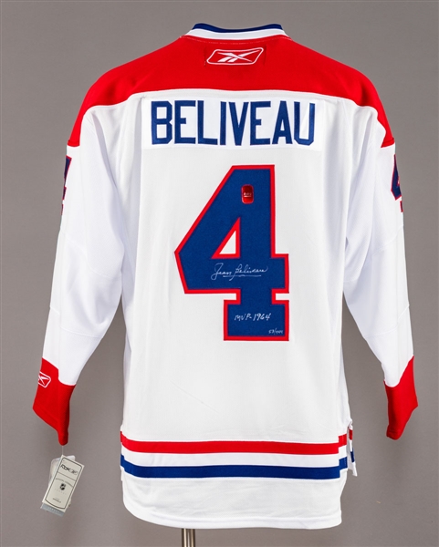 Jean Beliveau Signed Montreal Canadiens Limited-Edition Reebok Captains Jersey with "MVP-1964" Annotation 
