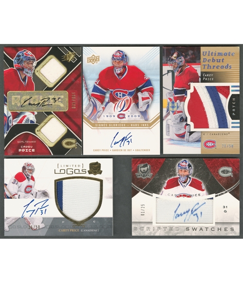 2007-08 to 2013-14 Ultimate/The Cup/SPx/ SP Authentic/SP Game-Used/Sweet Shot/UD Black and Other Brands Carey Price Hockey Card Collection of 24  