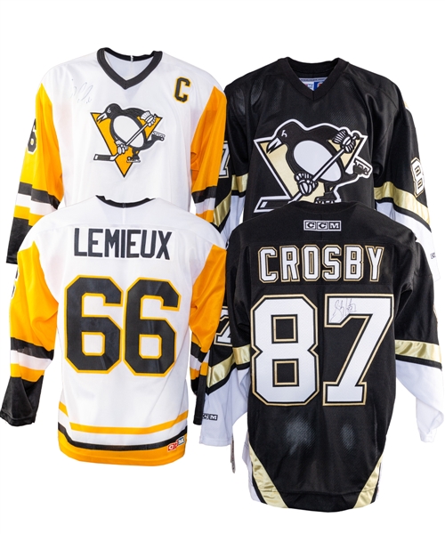 Mario Lemieux and Sidney Crosby Signed Pittsburgh Penguins Jerseys
