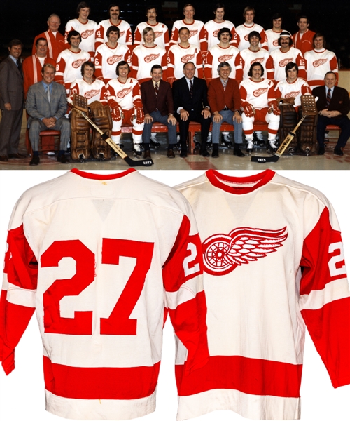 Detroit Red Wings Mid-1970s Game-Worn #27 Jersey - Team Repairs!