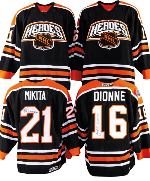 Marcel Dionnes and Stan Mikitas Late-1990s NHL Heroes Signed Game-Worn Jerseys with Marcel Dionnes Signed LOA